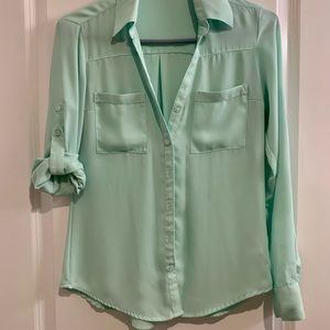 Express Portfino Slim Woman’s Mint Green Blouse Size XS